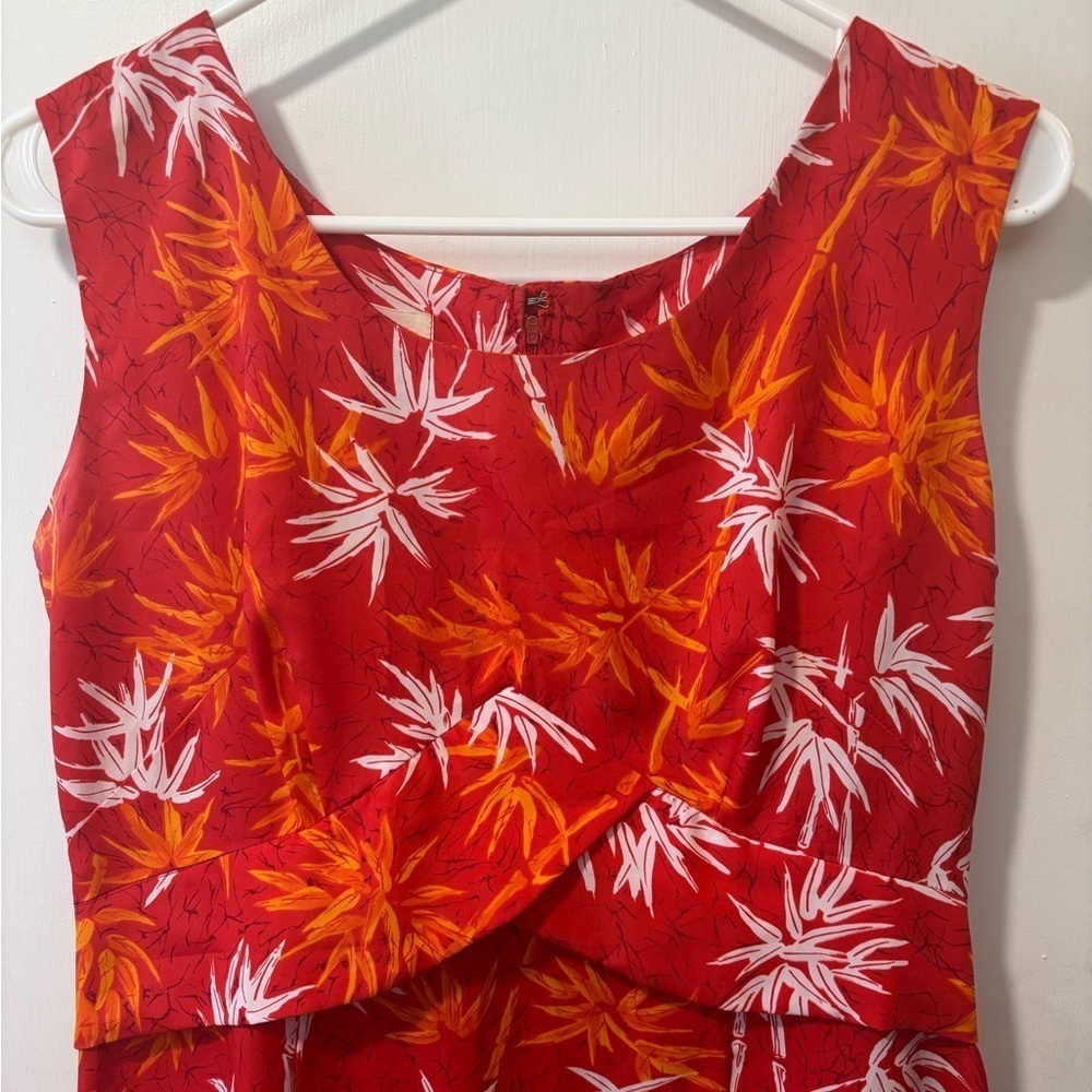 Vintage Hawaii Nei Honolulu Red Hawaiian Floral Luau Long Maxi Dress Size 12 - Picture 2 of 7